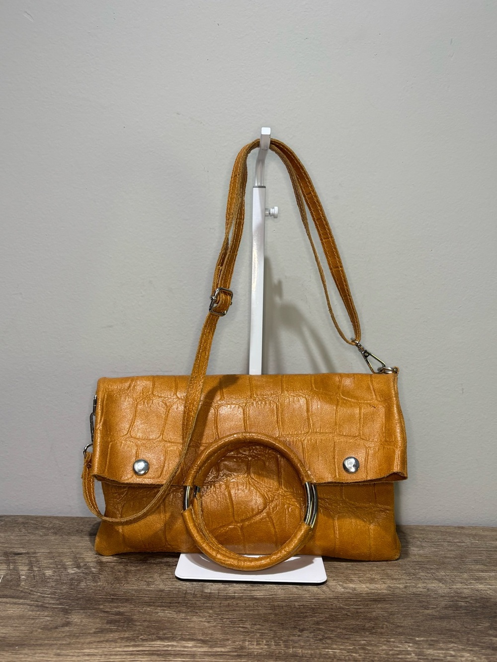 Borse In Pelle Leather Croc Print Shopper Bag - Picture 3 of 11